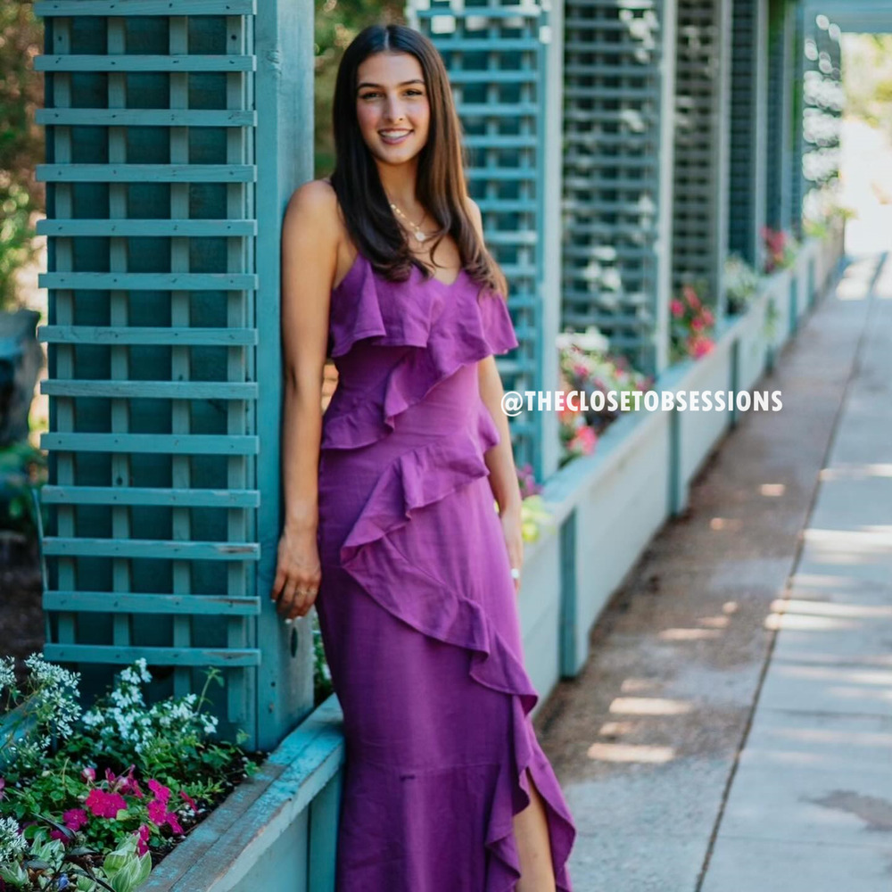 ZARA Purple Linen Blend Ruffle Midi Dress NWT Wedding Guest Resort - Picture 12 of 16